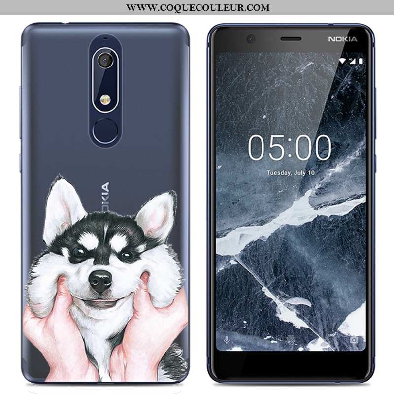 Coque Nokia 5.1 Dessin Animé Rose Fluide Doux, Housse Nokia 5.1 Tendance Transparent