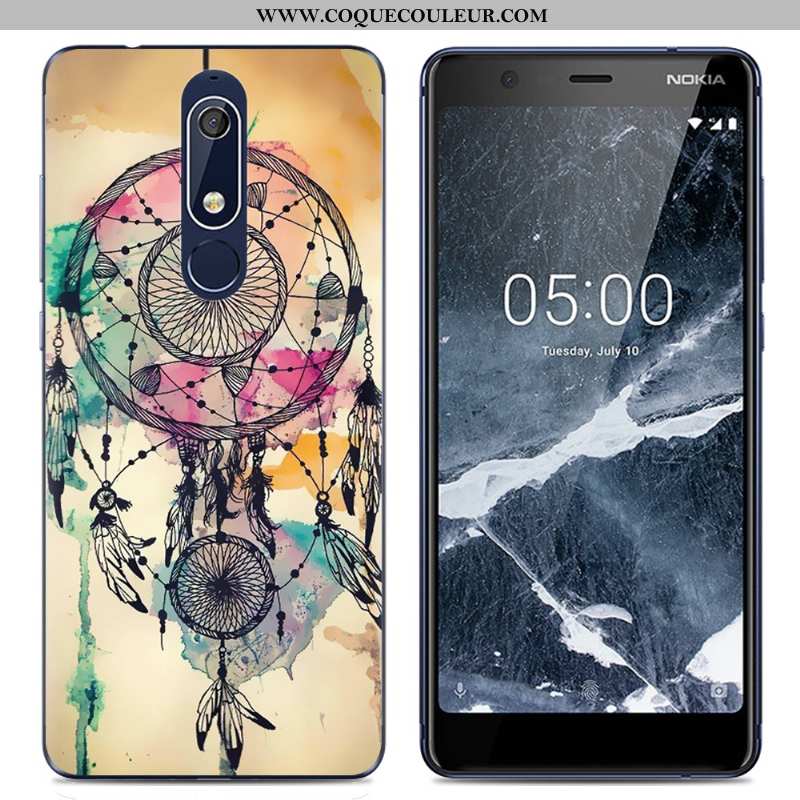 Coque Nokia 5.1 Dessin Animé Rose Fluide Doux, Housse Nokia 5.1 Tendance Transparent