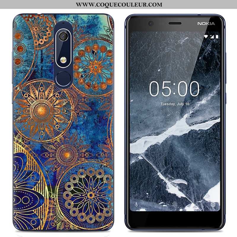 Coque Nokia 5.1 Dessin Animé Rose Fluide Doux, Housse Nokia 5.1 Tendance Transparent