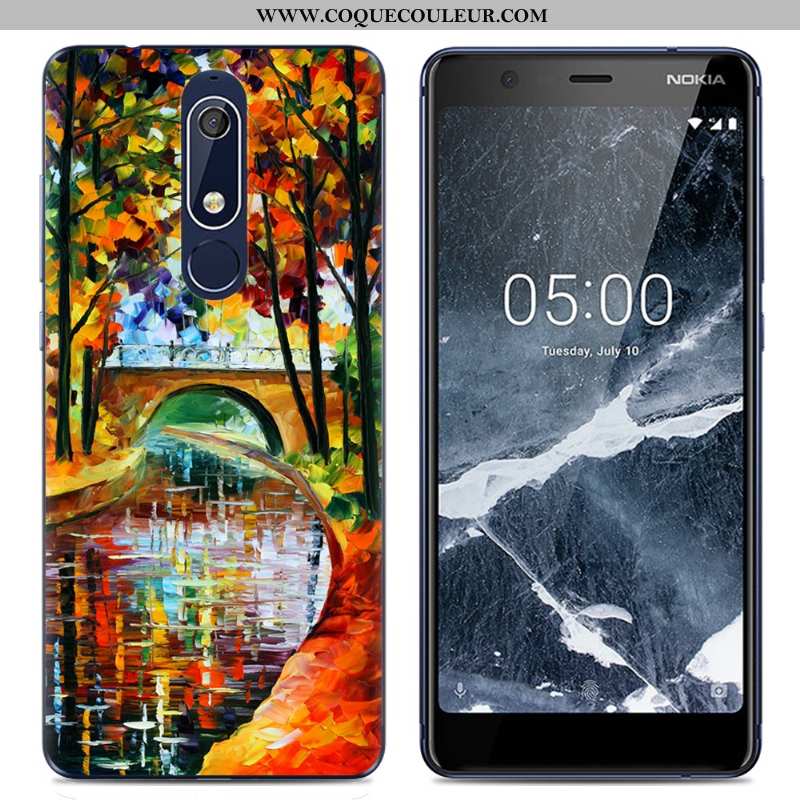 Coque Nokia 5.1 Dessin Animé Rose Fluide Doux, Housse Nokia 5.1 Tendance Transparent