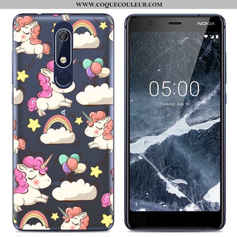 Coque Nokia 5.1 Dessin Animé Rose Fluide Doux, Housse Nokia 5.1 Tendance Transparent