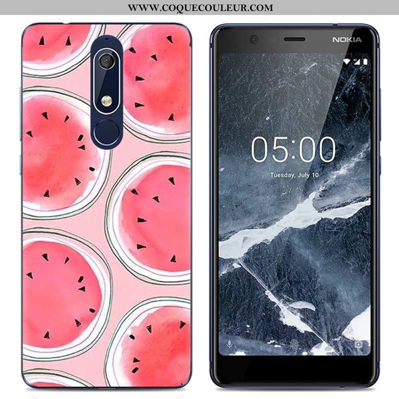 Coque Nokia 5.1 Dessin Animé Rose Fluide Doux, Housse Nokia 5.1 Tendance Transparent