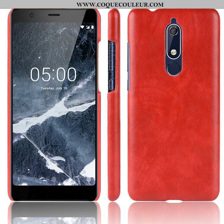 Coque Nokia 5.1 Cuir Difficile Coque, Housse Nokia 5.1 Modèle Fleurie Étui Noir