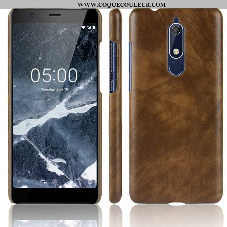 Coque Nokia 5.1 Cuir Difficile Coque, Housse Nokia 5.1 Modèle Fleurie Étui Noir