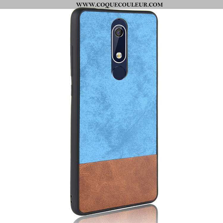 Housse Nokia 5.1 Protection Tout Compris Étui, Étui Nokia 5.1 Délavé En Daim Silicone Noir