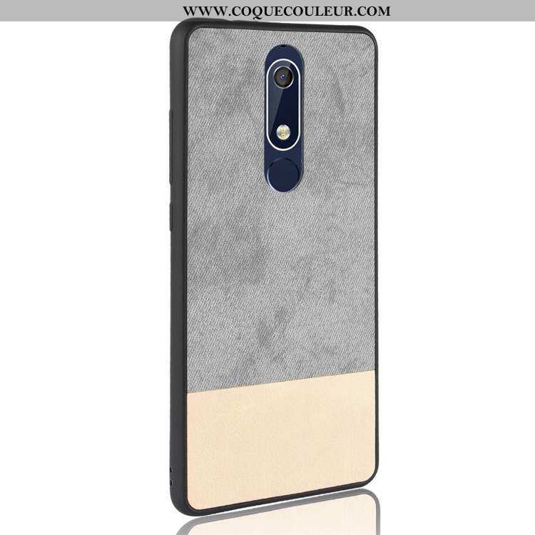 Housse Nokia 5.1 Protection Tout Compris Étui, Étui Nokia 5.1 Délavé En Daim Silicone Noir