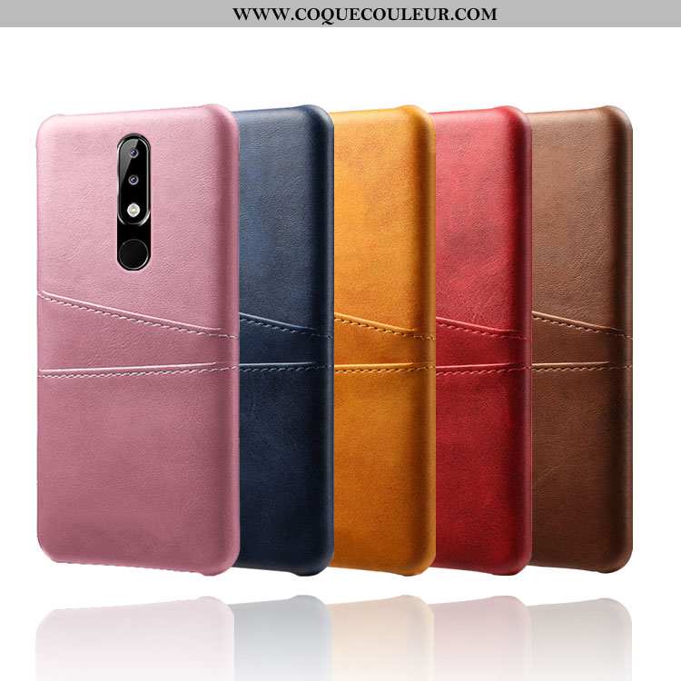 Coque Nokia 5.1 Plus Protection Carte, Housse Nokia 5.1 Plus Cuir Incassable Rose