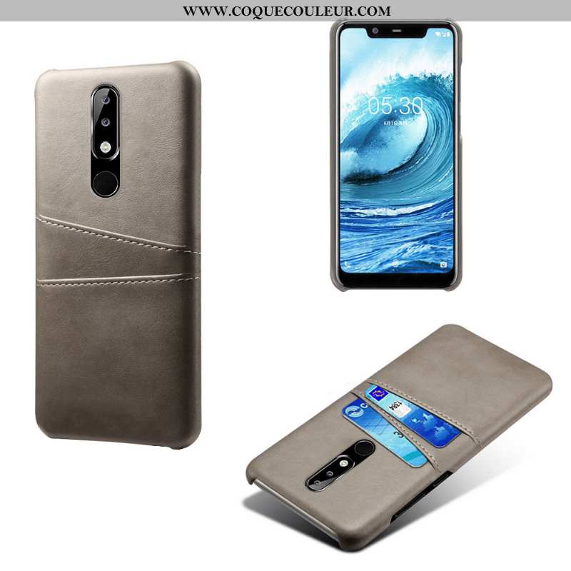 Coque Nokia 5.1 Plus Protection Carte, Housse Nokia 5.1 Plus Cuir Incassable Rose