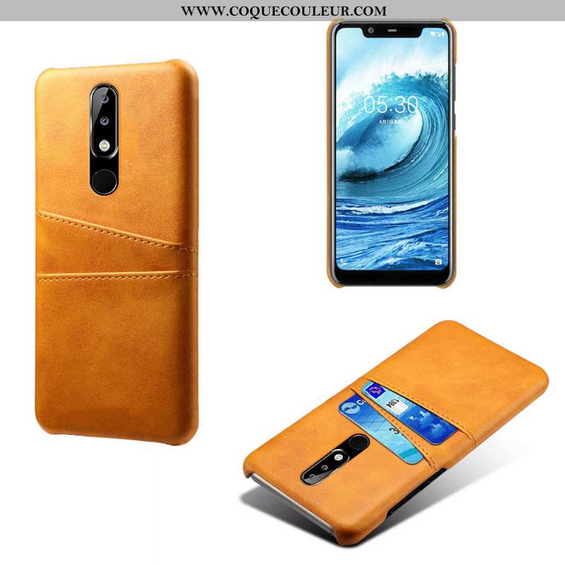 Coque Nokia 5.1 Plus Protection Carte, Housse Nokia 5.1 Plus Cuir Incassable Rose