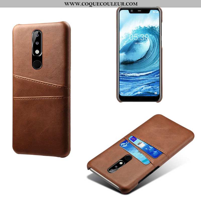 Coque Nokia 5.1 Plus Protection Carte, Housse Nokia 5.1 Plus Cuir Incassable Rose