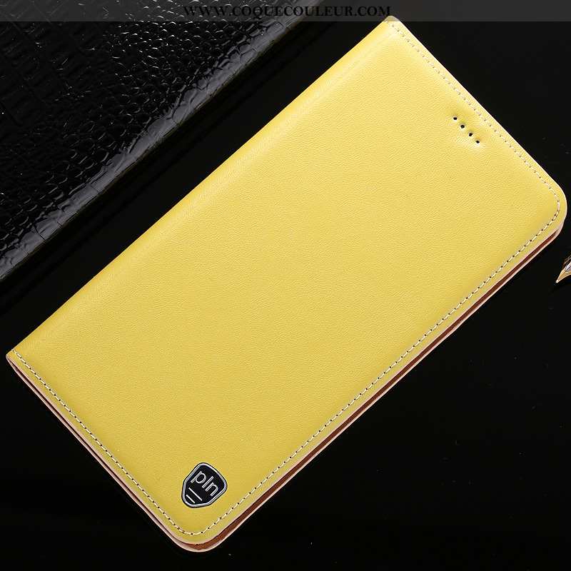 Coque Nokia 5.1 Plus Cuir Véritable Jaune Coque, Housse Nokia 5.1 Plus Protection Étui