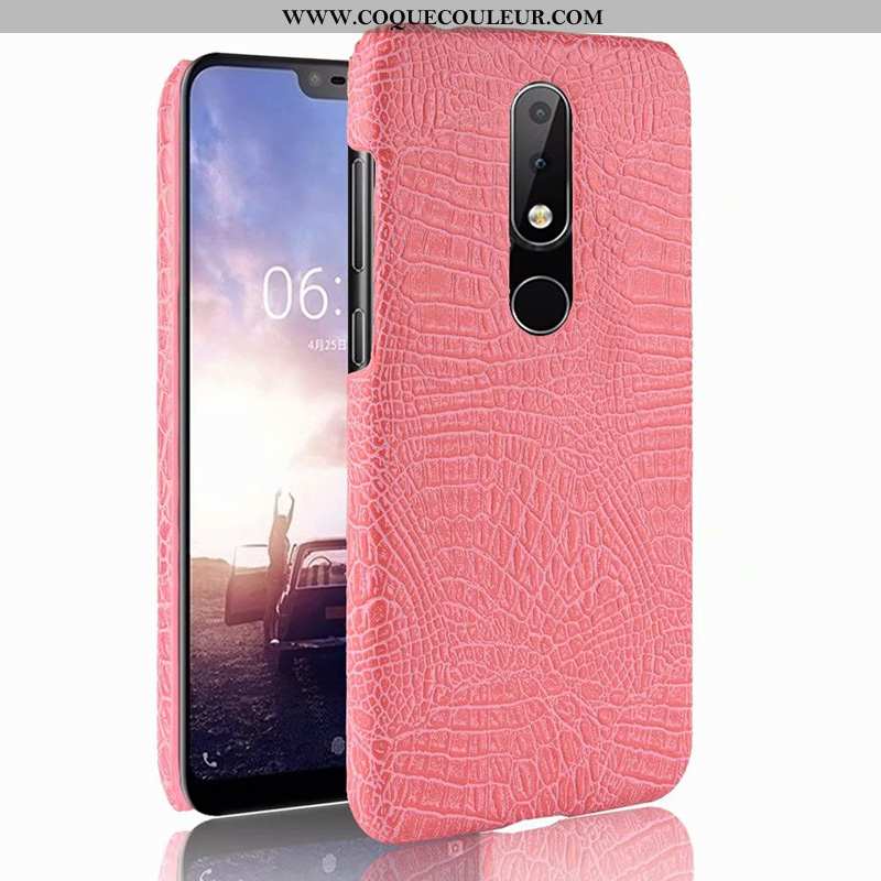 Housse Nokia 5.1 Plus Modèle Fleurie Coque Étui, Étui Nokia 5.1 Plus Protection Crocodile Orange