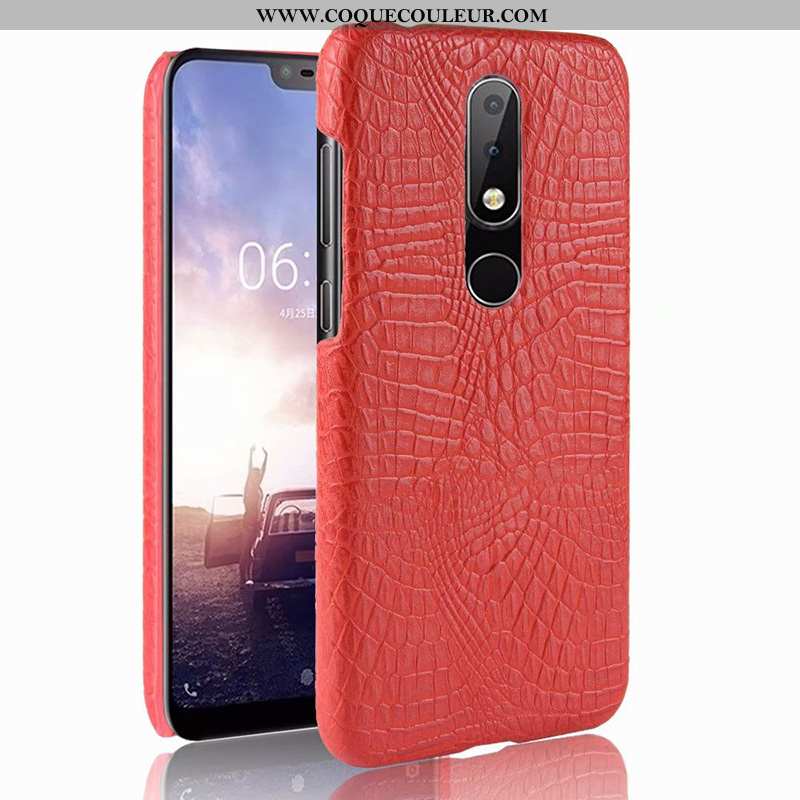 Housse Nokia 5.1 Plus Modèle Fleurie Coque Étui, Étui Nokia 5.1 Plus Protection Crocodile Orange