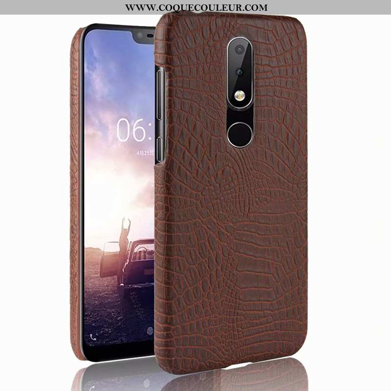 Housse Nokia 5.1 Plus Modèle Fleurie Coque Étui, Étui Nokia 5.1 Plus Protection Crocodile Orange