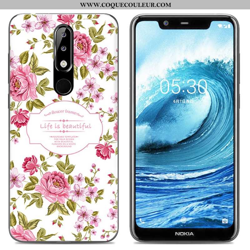 Coque Nokia 5.1 Plus Créatif Protection Peinture, Housse Nokia 5.1 Plus Dessin Animé Rose