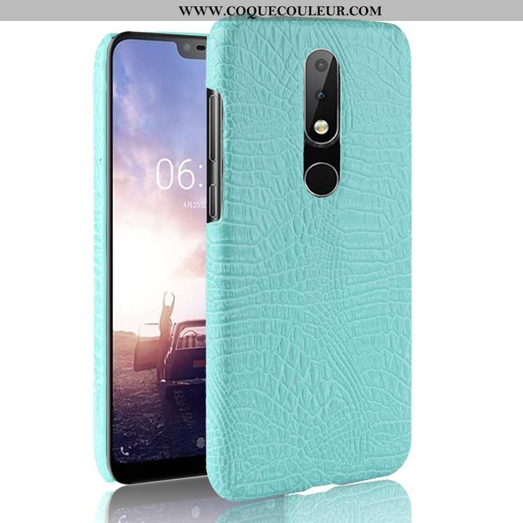 Étui Nokia 5.1 Plus Modèle Fleurie Vert Crocodile, Coque Nokia 5.1 Plus Incassable Verte