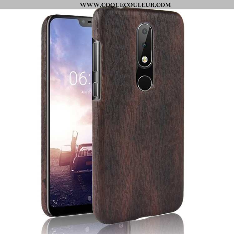 Housse Nokia 5.1 Plus En Bois Couvercle Arrière Étui, Étui Nokia 5.1 Plus Modèle Fleurie Protection 