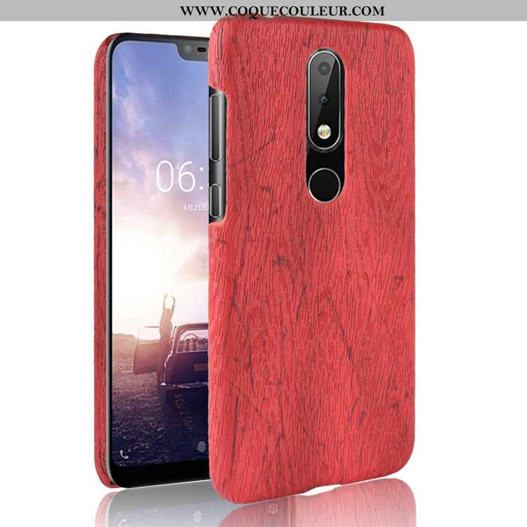 Housse Nokia 5.1 Plus En Bois Couvercle Arrière Étui, Étui Nokia 5.1 Plus Modèle Fleurie Protection 