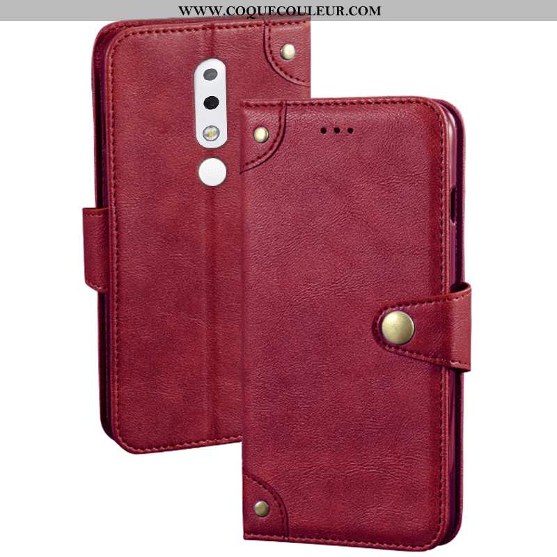 Housse Nokia 5.1 Plus Protection Étui Rouge, Nokia 5.1 Plus Créatif Portefeuille Rouge