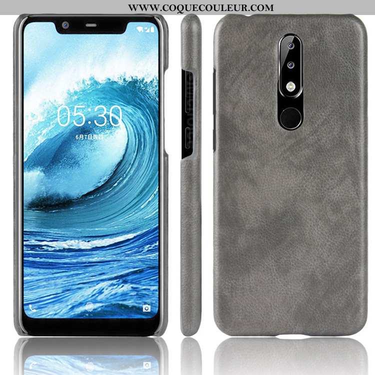 Coque Nokia 5.1 Plus Protection Difficile, Housse Nokia 5.1 Plus Cuir Qualité Gris