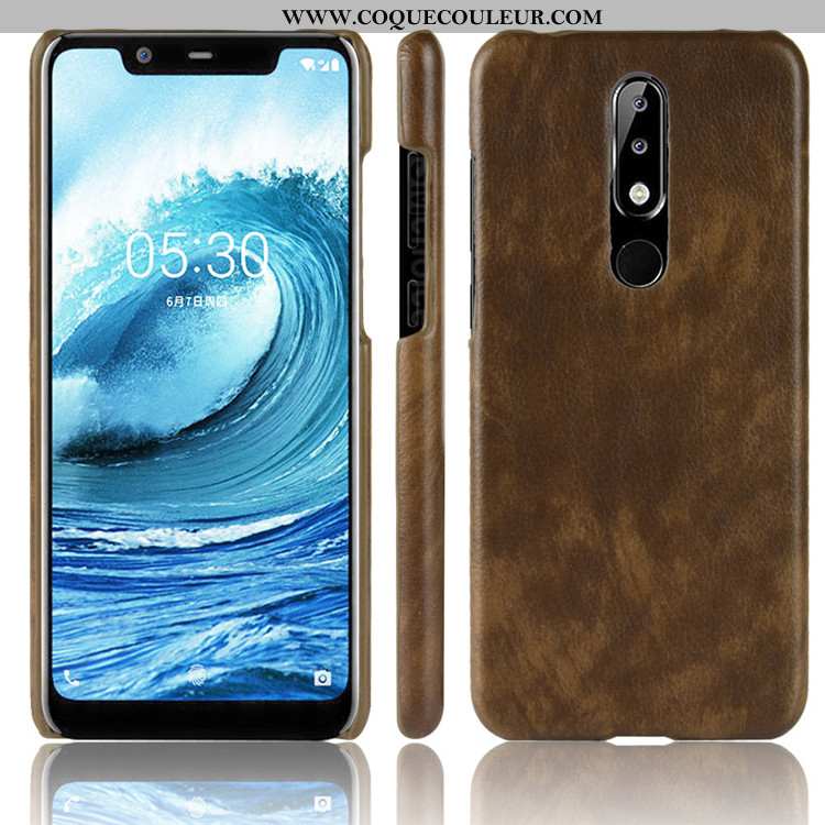Coque Nokia 5.1 Plus Protection Difficile, Housse Nokia 5.1 Plus Cuir Qualité Gris