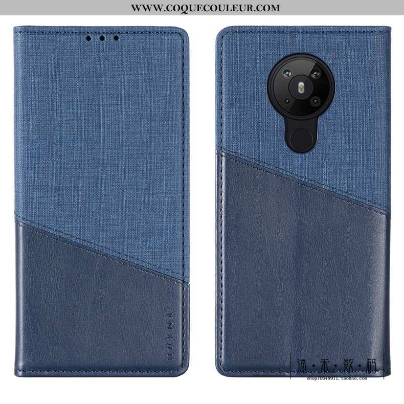 Coque Nokia 5.3 Protection Luxe Coque, Housse Nokia 5.3 Cuir Téléphone Portable Bleu