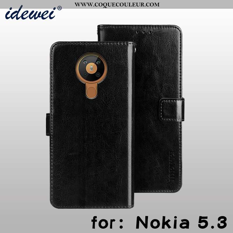 Housse Nokia 5.3 Portefeuille Protection, Étui Nokia 5.3 Cuir Téléphone Portable Marron