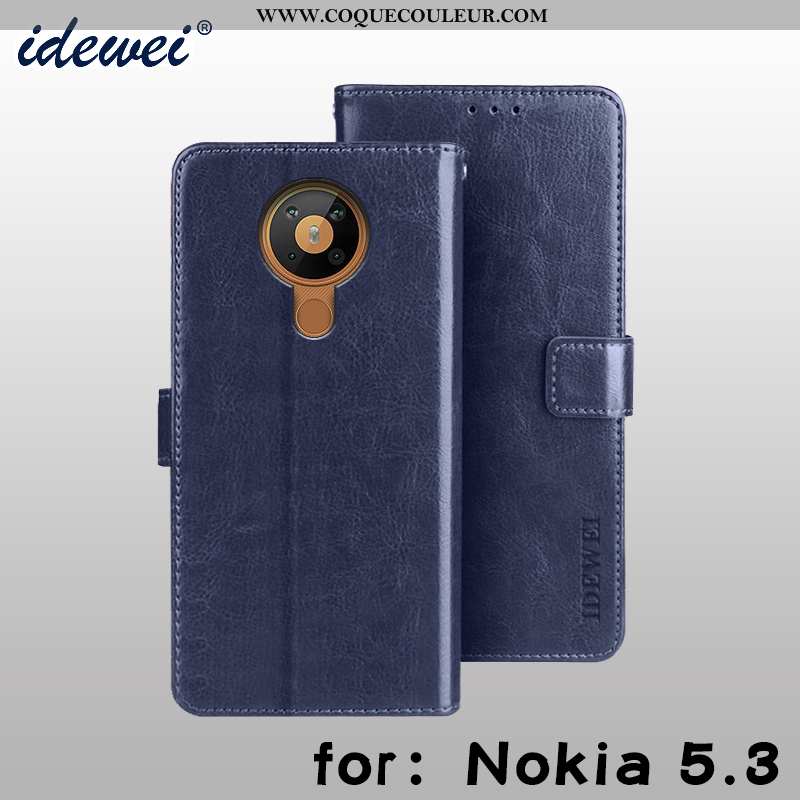 Housse Nokia 5.3 Portefeuille Protection, Étui Nokia 5.3 Cuir Téléphone Portable Marron