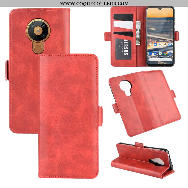 Étui Nokia 5.3 Protection Clamshell, Coque Nokia 5.3 Cuir Une Agrafe Rouge