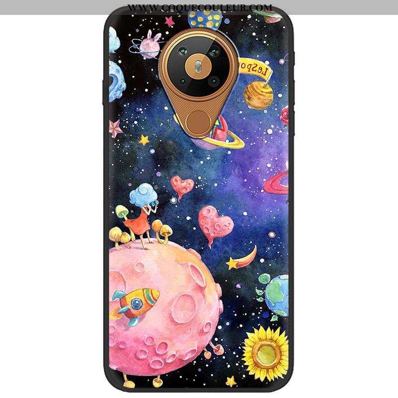 Coque Nokia 5.3 Créatif Tissu Peinture, Housse Nokia 5.3 Dessin Animé Noir