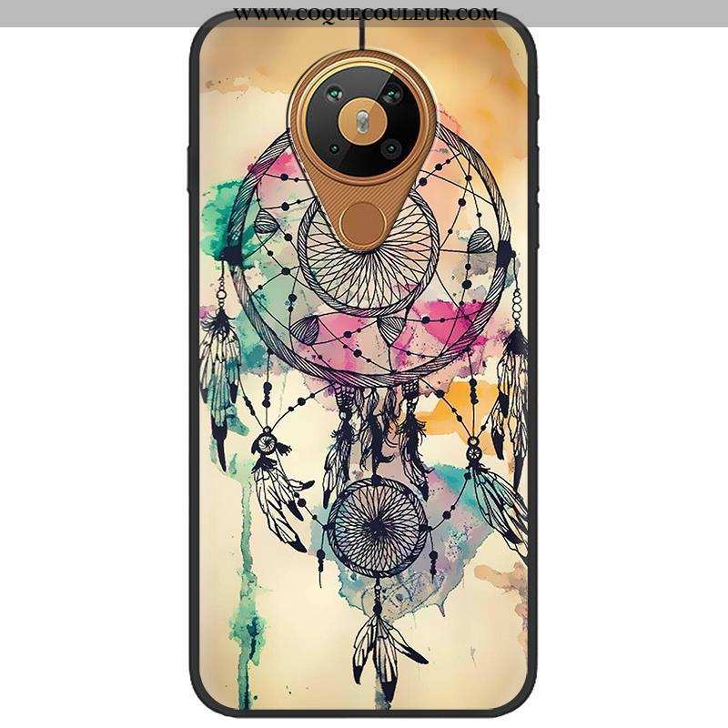 Coque Nokia 5.3 Créatif Tissu Peinture, Housse Nokia 5.3 Dessin Animé Noir