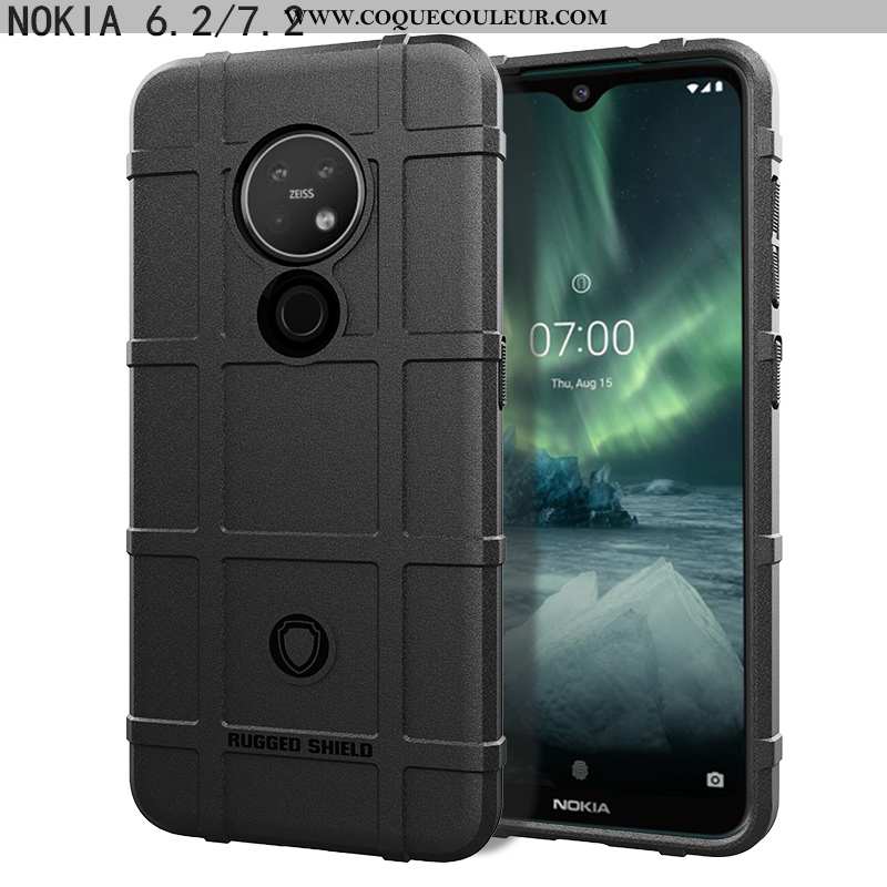 Étui Nokia 6.2 Silicone Trois Défenses Étui, Coque Nokia 6.2 Protection Antidérapant Noir