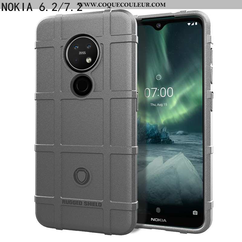 Étui Nokia 6.2 Silicone Trois Défenses Étui, Coque Nokia 6.2 Protection Antidérapant Noir