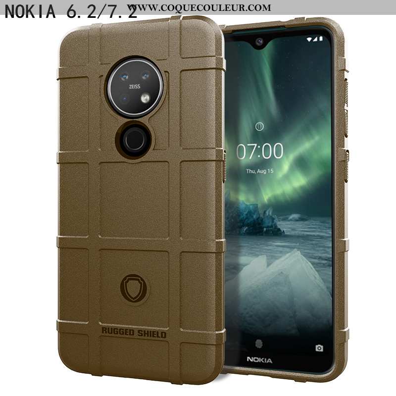 Étui Nokia 6.2 Silicone Trois Défenses Étui, Coque Nokia 6.2 Protection Antidérapant Noir