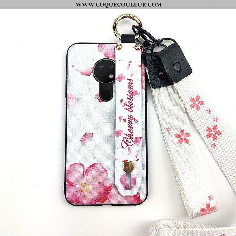 Coque Nokia 6.2 Ornements Suspendus Protection Fleur, Housse Nokia 6.2 Créatif Support Rose