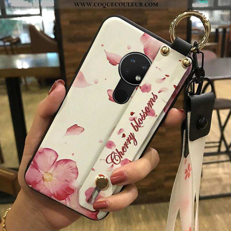 Coque Nokia 6.2 Ornements Suspendus Protection Fleur, Housse Nokia 6.2 Créatif Support Rose