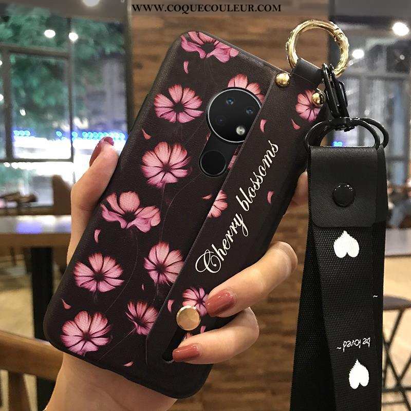 Coque Nokia 6.2 Ornements Suspendus Protection Fleur, Housse Nokia 6.2 Créatif Support Rose