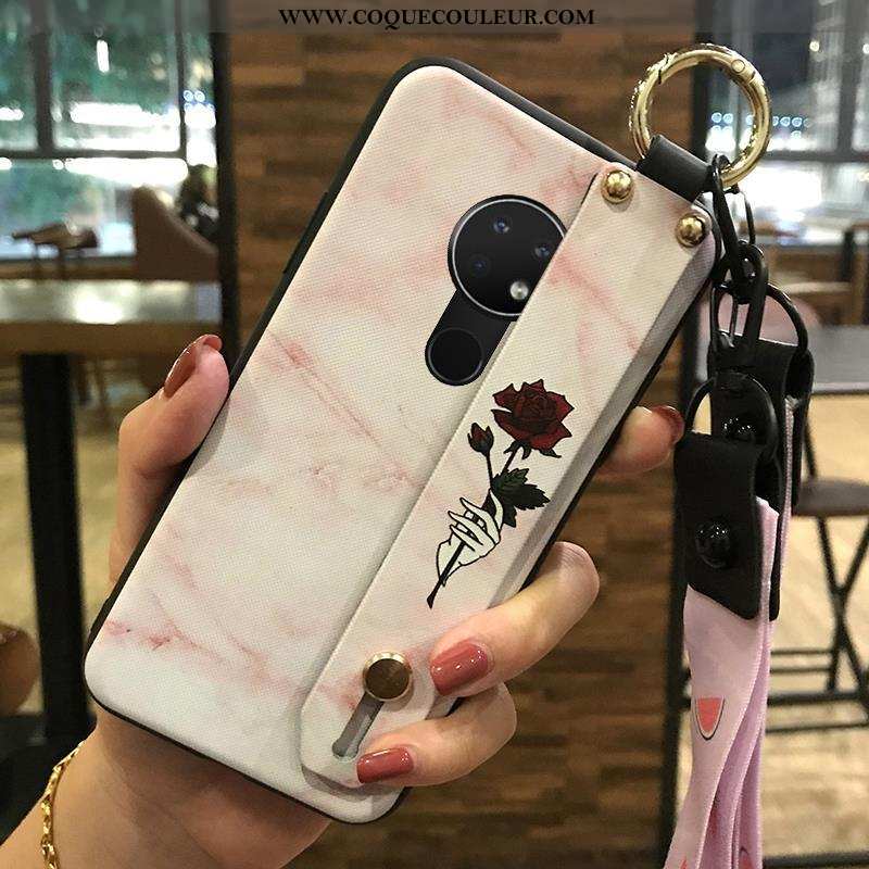 Coque Nokia 6.2 Ornements Suspendus Protection Fleur, Housse Nokia 6.2 Créatif Support Rose