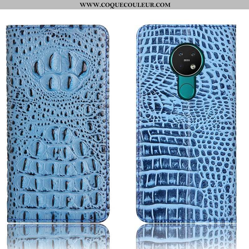 Housse Nokia 6.2 Protection Incassable Bleu, Étui Nokia 6.2 Cuir Véritable Bleu