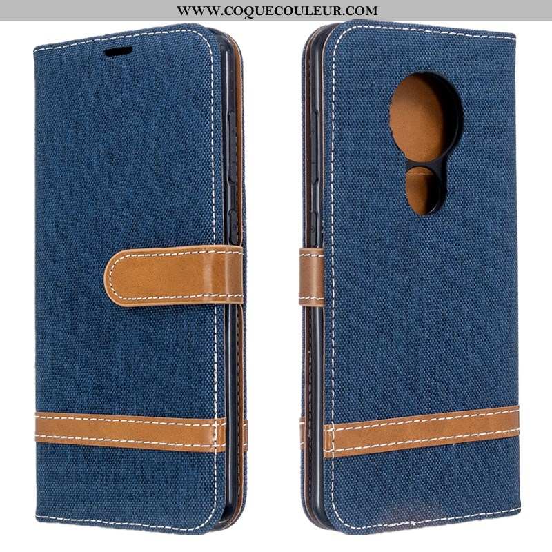 Étui Nokia 6.2 Tendance En Denim Tout Compris, Coque Nokia 6.2 Cuir Bleu Foncé