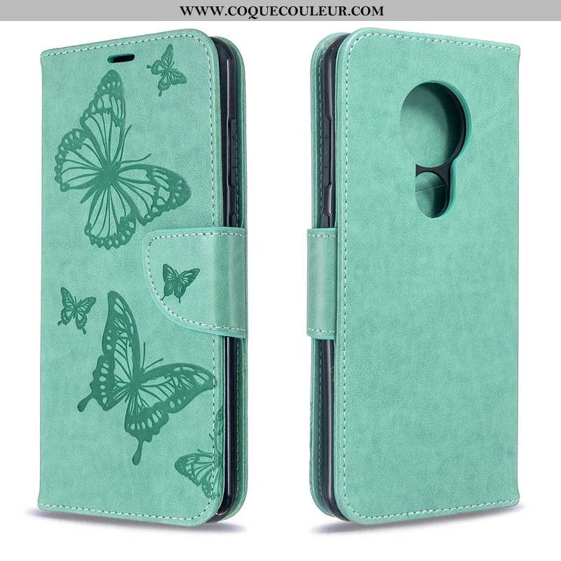 Coque Nokia 6.2 Cuir Couleur Unie Étui, Housse Nokia 6.2 Protection Vert Verte