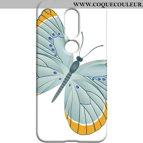 Coque Nokia 7.1 Délavé En Daim Téléphone Portable Frais, Housse Nokia 7.1 Protection Papillon Bleu