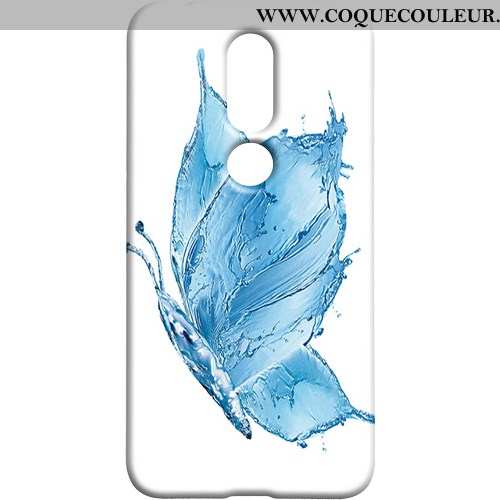 Coque Nokia 7.1 Délavé En Daim Téléphone Portable Frais, Housse Nokia 7.1 Protection Papillon Bleu