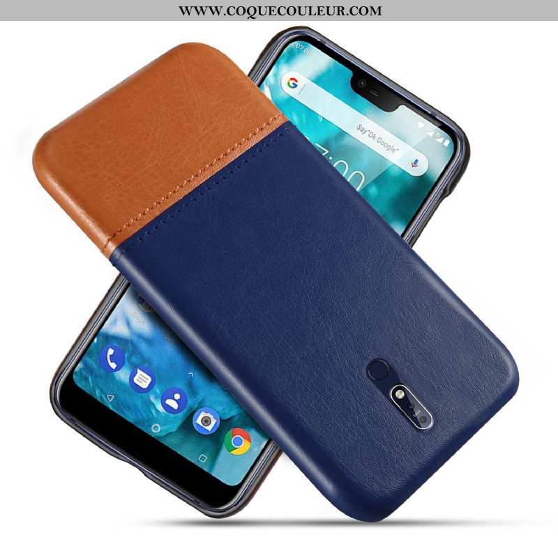 Housse Nokia 7.1 Personnalité Bleu Étui, Étui Nokia 7.1 Cuir Protection