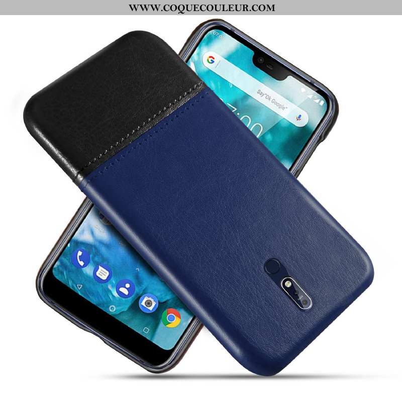 Housse Nokia 7.1 Personnalité Bleu Étui, Étui Nokia 7.1 Cuir Protection