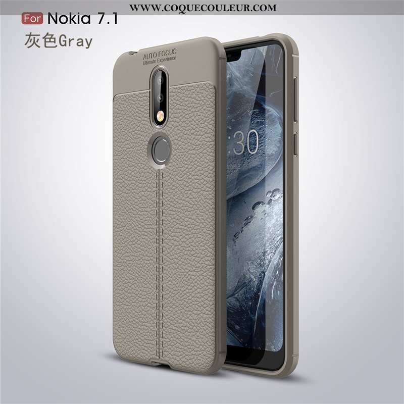 Étui Nokia 7.1 Mode Fluide Doux Téléphone Portable, Coque Nokia 7.1 Protection Tendance Gris