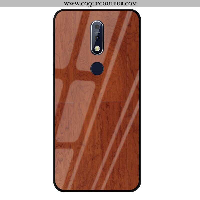 Housse Nokia 7.1 Verre Marron Business, Étui Nokia 7.1 Créatif Coque