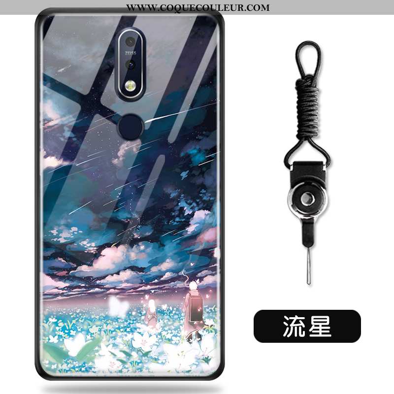 Étui Nokia 7.1 Personnalité Fluide Doux Charmant, Coque Nokia 7.1 Créatif Verre Verte