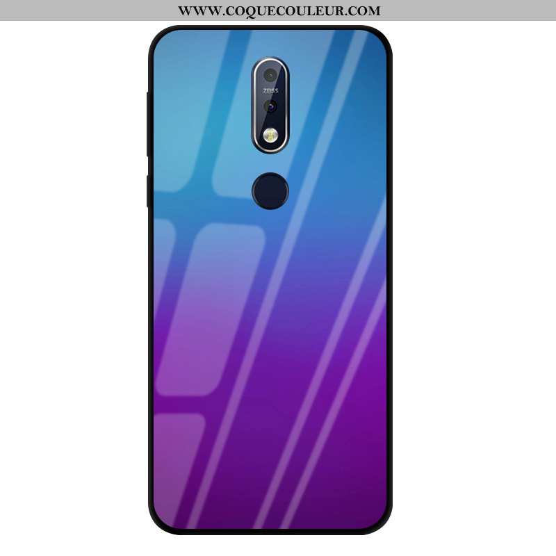 Coque Nokia 7.1 Protection Violet, Housse Nokia 7.1 Verre Téléphone Portable Violet