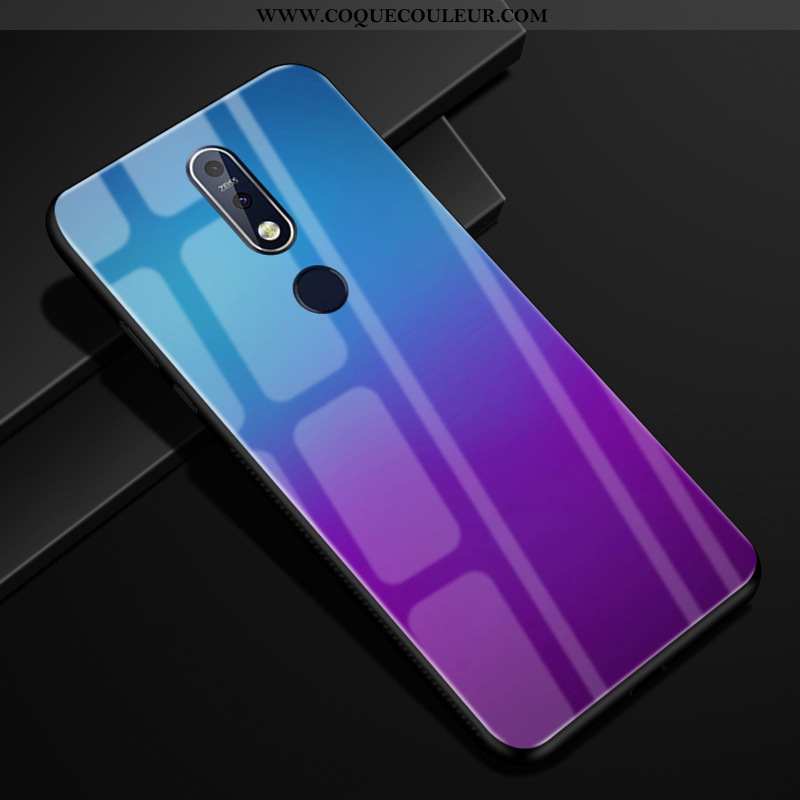 Coque Nokia 7.1 Protection Violet, Housse Nokia 7.1 Verre Téléphone Portable Violet